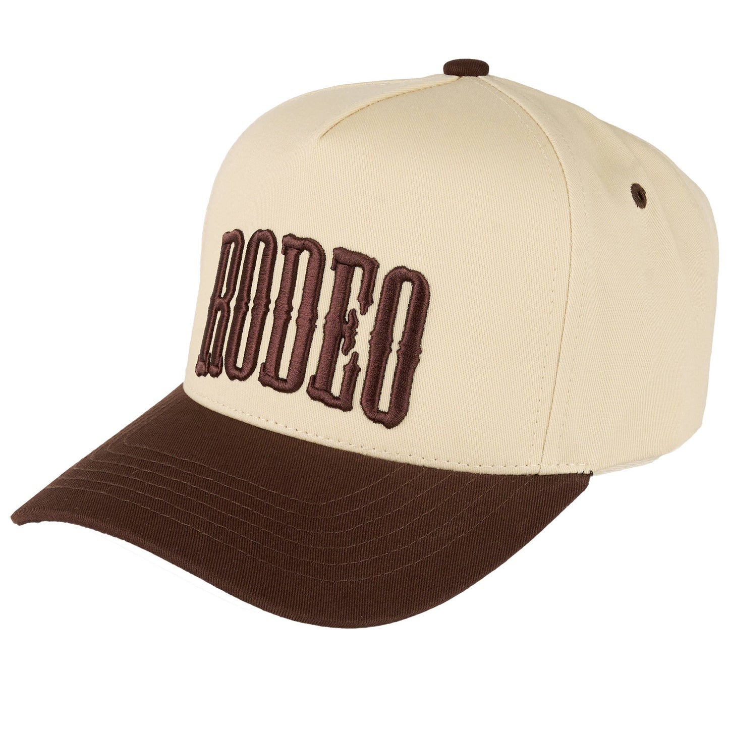 RODEO Embroidered Snapback Trucker Hat: Brown