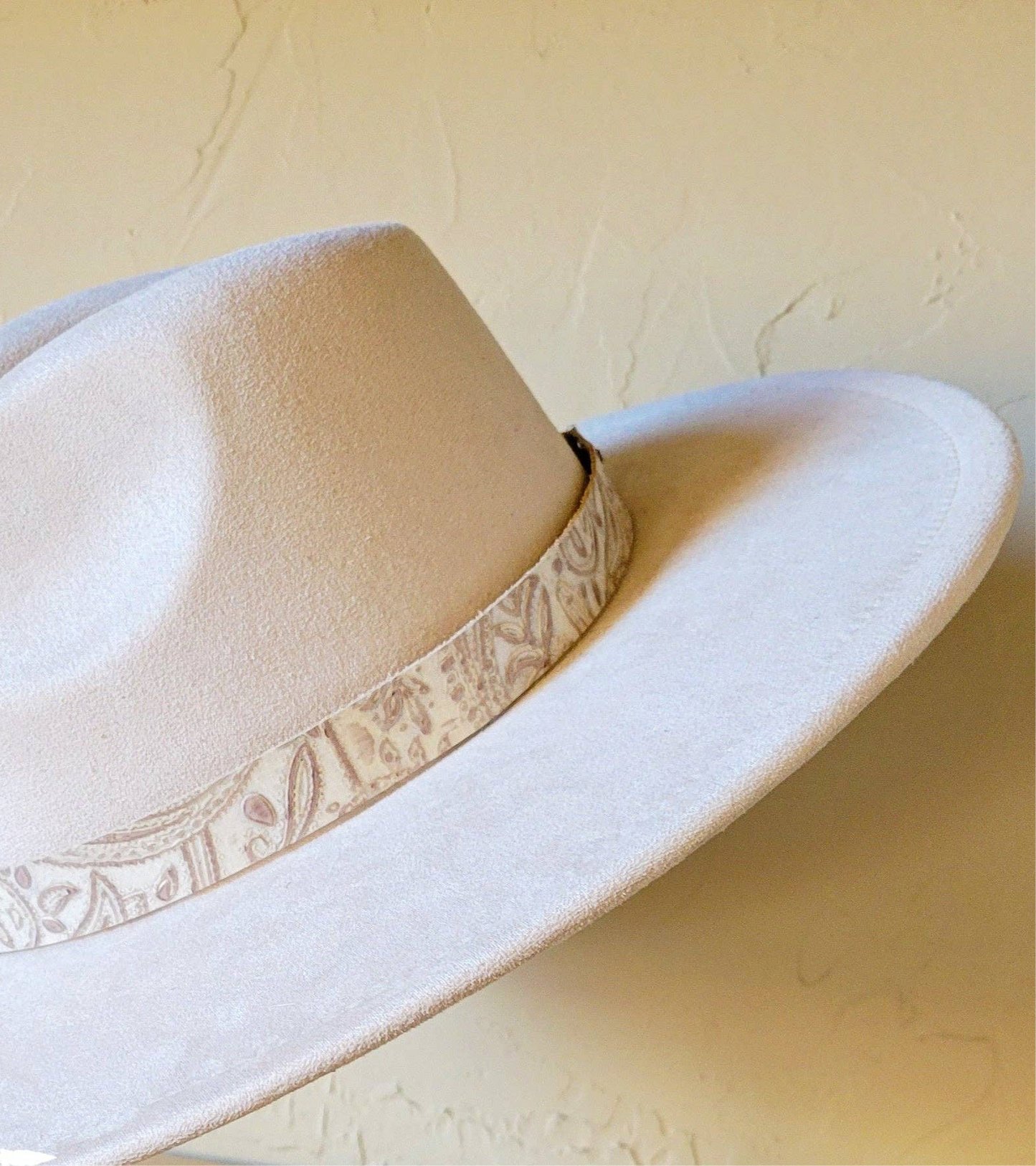 Oyster Paisley Leather Hat Band