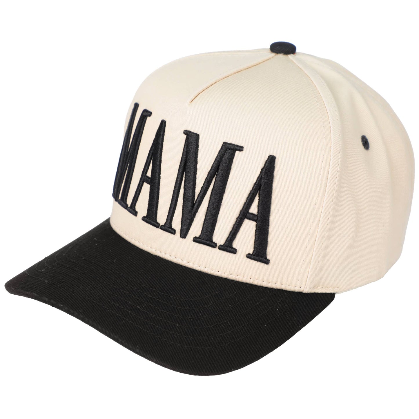 MAMA Embroidered Snapback Trucker Hat: Black