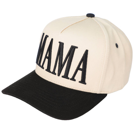 MAMA Embroidered Snapback Trucker Hat: Black