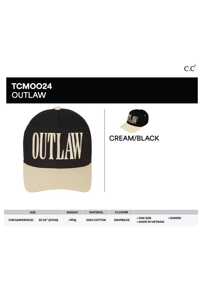 OUTLAW Embroidered Tow Tone Trucker Hat