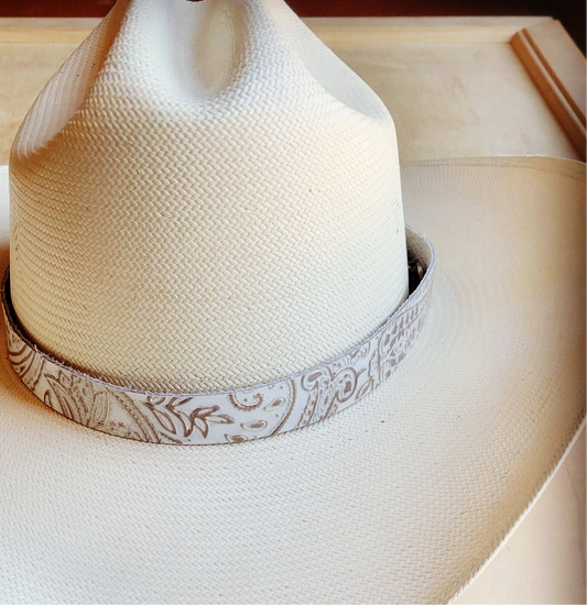 Oyster Paisley Leather Hat Band