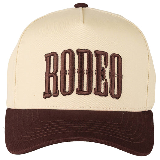 RODEO Embroidered Snapback Trucker Hat: Brown