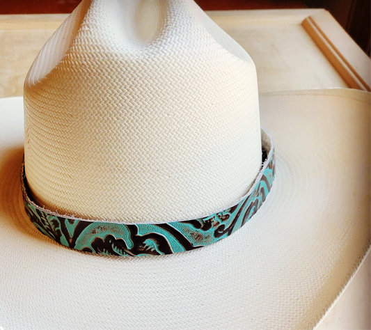 Cowboy Turquoise Leather Hat Band