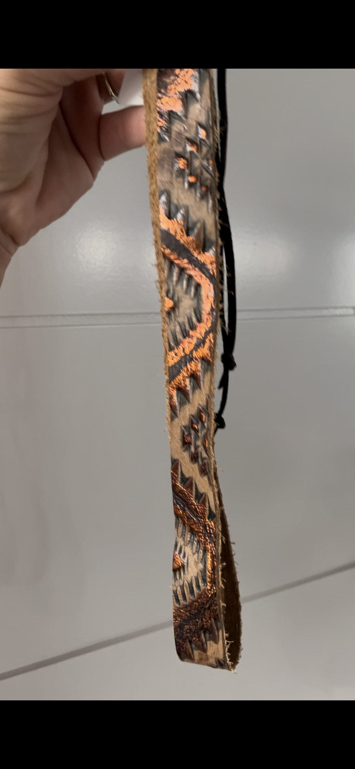 Copper Aztec Leather Hat Band