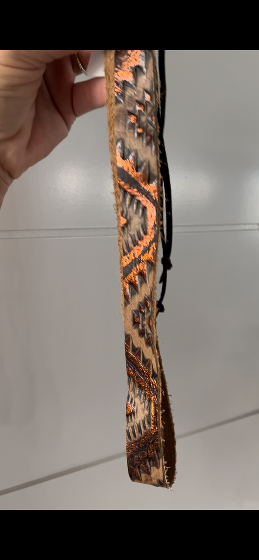 Copper Aztec Leather Hat Band