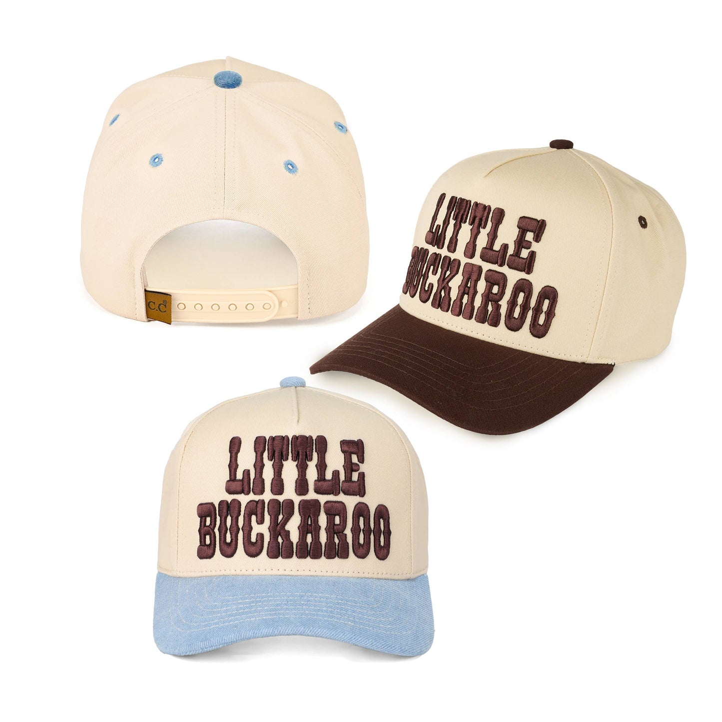 LITTLE BUCKAROO Embroidered KIDS Snapback Hat: Brown