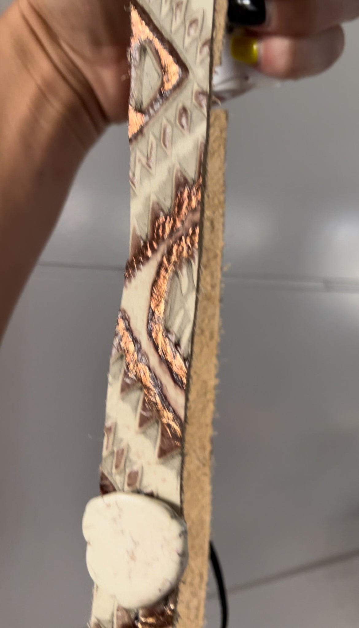 Gold Aztec Leather Hat Band w/White Rock