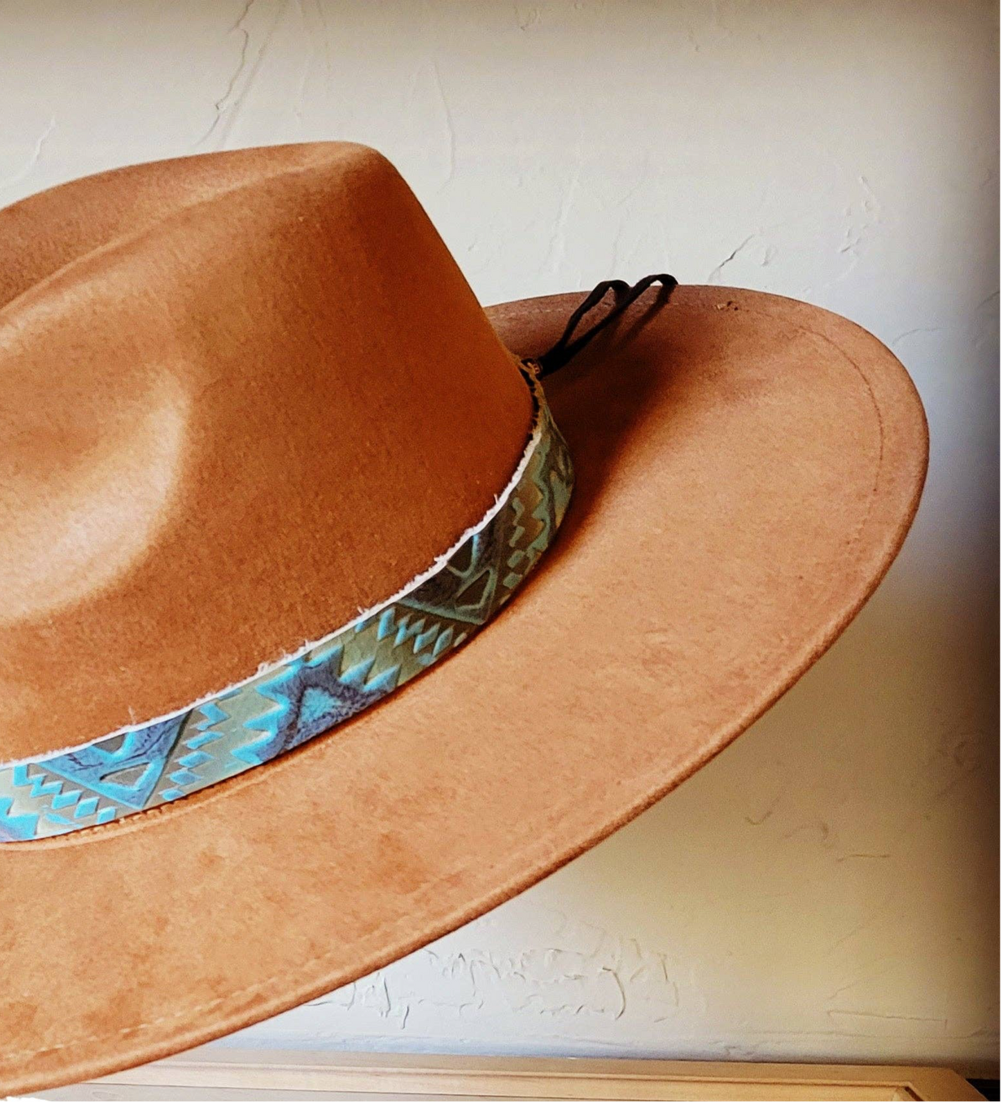 Aztec Cyan Leather Hat Band