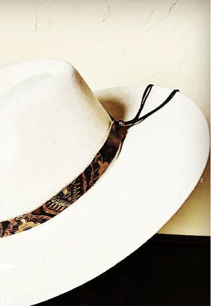 Copper Aztec Leather Hat Band