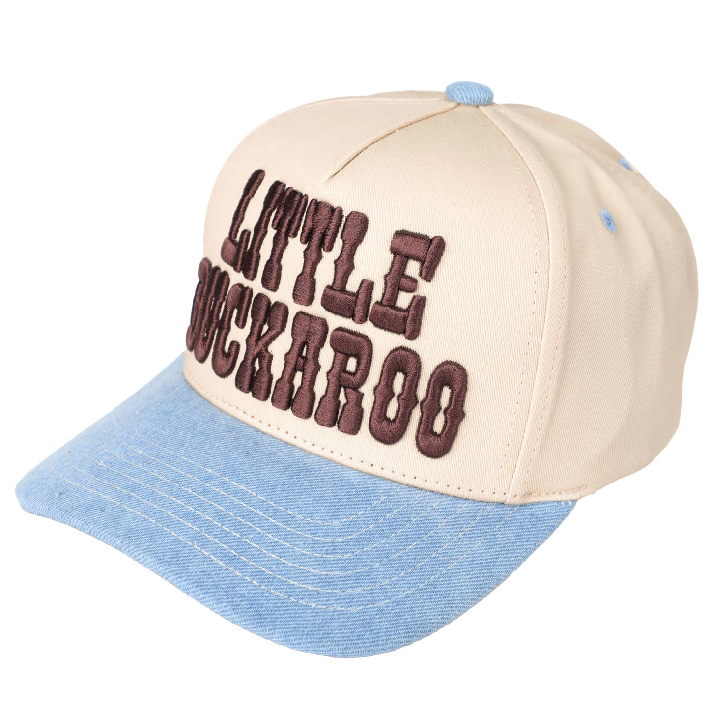 LITTLE BUCKAROO Embroidered KIDS Snapback Hat: Brown