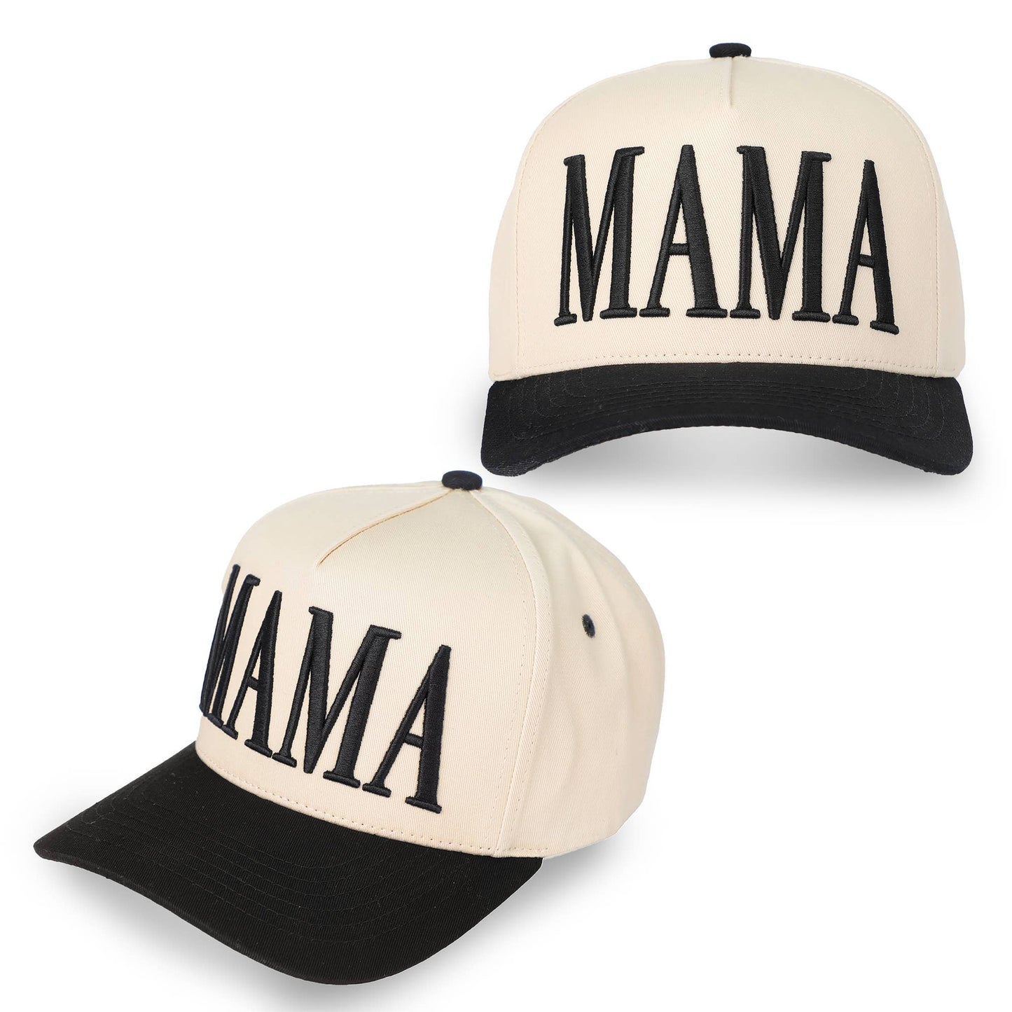 MAMA Embroidered Snapback Trucker Hat: Black